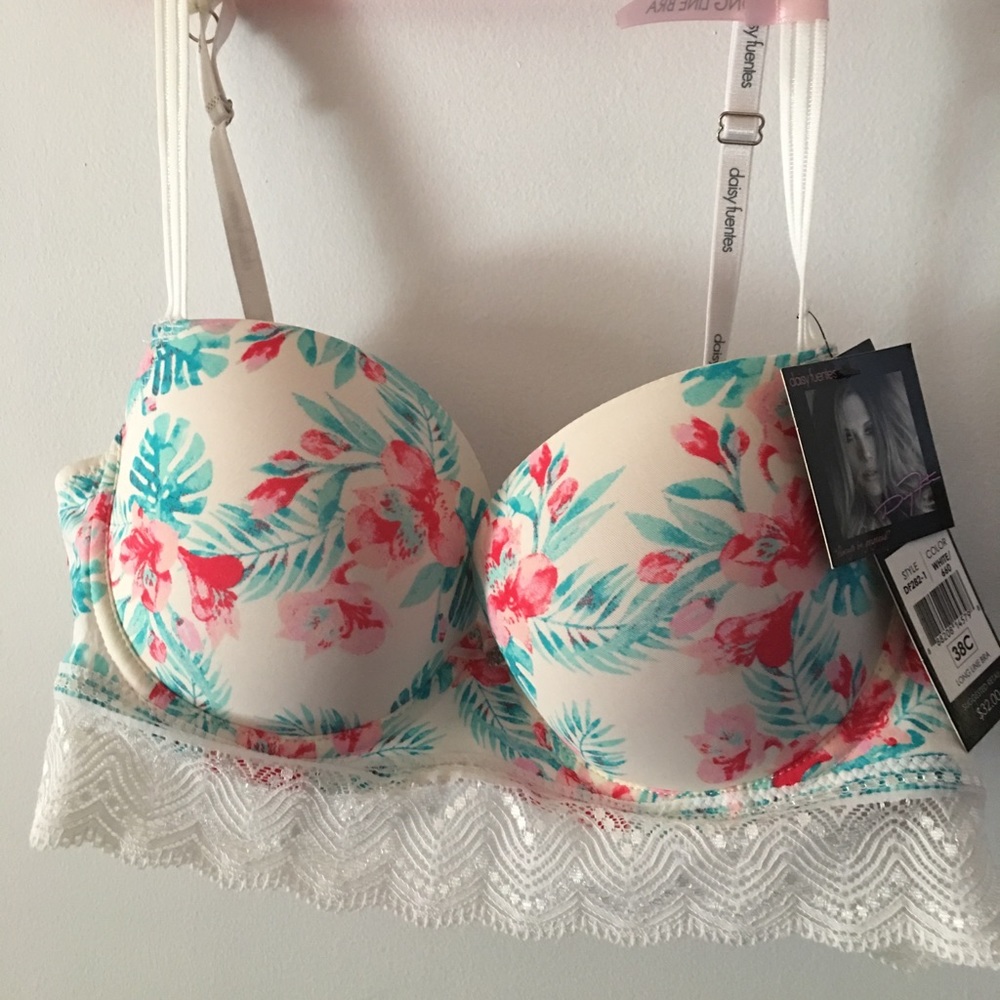 NWT 38C underwire padded tropical print bra